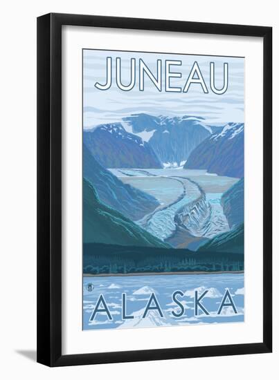 Glacier Scene, Juneau, Alaska-Lantern Press-Framed Art Print