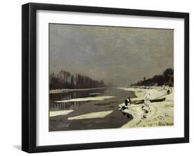 Glacons sur la Seine a Bougival-ice floes on the Seine at Bougival, around 1867 Canvas,65 x 81 cm.-Claude Monet-Framed Giclee Print