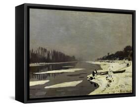 Glacons sur la Seine a Bougival-ice floes on the Seine at Bougival, around 1867 Canvas,65 x 81 cm.-Claude Monet-Framed Stretched Canvas