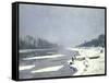 Glacons Sur la Seine a Bougival-Claude Monet-Framed Stretched Canvas