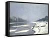 Glacons Sur la Seine a Bougival-Claude Monet-Framed Stretched Canvas