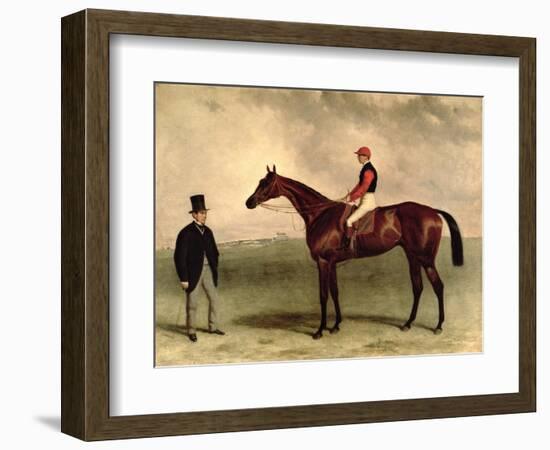 Gladiateur with Harry Grimshaw Up and His Owner, Count Frederic De Lagrange, 1865-Harry Hall-Framed Giclee Print