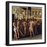 Gladiateurs - Gladiators - Peinture D'aniello Falcone (1600/7-1665) - 1640 - Oil on Canvas - 186X18-Aniello Falcone-Framed Giclee Print