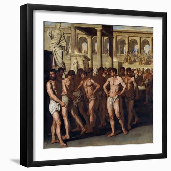 Gladiateurs - Gladiators - Peinture D'aniello Falcone (1600/7-1665) - 1640 - Oil on Canvas - 186X18-Aniello Falcone-Framed Giclee Print