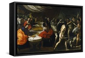 Gladiator Fights at a Banquet-Giovanni Lanfranco-Framed Stretched Canvas