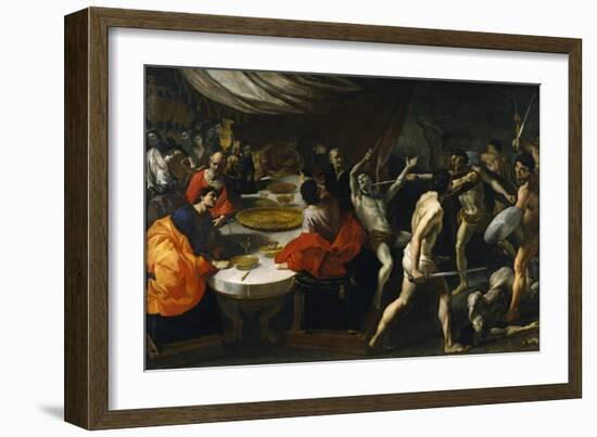 Gladiator Fights at a Banquet-Giovanni Lanfranco-Framed Giclee Print