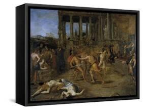 Gladiator Fights-Giovanni Lanfranco-Framed Stretched Canvas