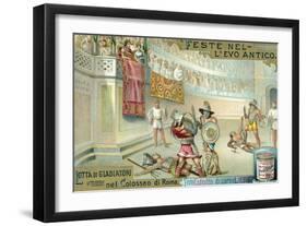 Gladiatorial Combat in the Coliseum, Rome-null-Framed Giclee Print