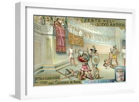 Gladiatorial Combat in the Coliseum, Rome-null-Framed Giclee Print