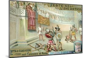 Gladiatorial Combat in the Coliseum, Rome-null-Mounted Giclee Print