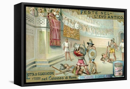 Gladiatorial Combat in the Coliseum, Rome-null-Framed Stretched Canvas