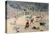 Gladiators Fighting Animals in the Circus at Pompeii-Antonio Niccolini-Stretched Canvas