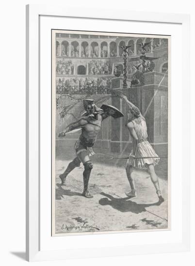 Gladiators in Combat in an Arena-J. Ambrose-Framed Art Print