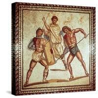 Gladiators in the Arena, Roman Mosaic, Saarbrucken, Germany-null-Stretched Canvas