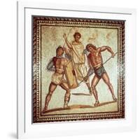Gladiators in the Arena, Roman Mosaic, Saarbrucken, Germany-null-Framed Giclee Print