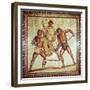 Gladiators in the Arena, Roman Mosaic, Saarbrucken, Germany-null-Framed Giclee Print