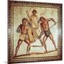 Gladiators in the Arena, Roman Mosaic, Saarbrucken, Germany-null-Mounted Giclee Print