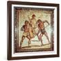 Gladiators in the Arena, Roman Mosaic, Saarbrucken, Germany-null-Framed Giclee Print