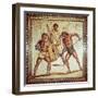 Gladiators in the Arena, Roman Mosaic, Saarbrucken, Germany-null-Framed Giclee Print