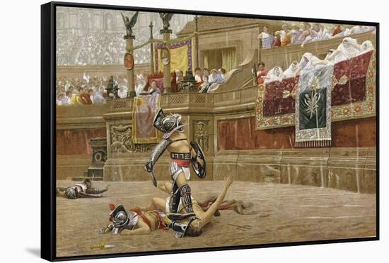 Gladiators in the Roman Arena-Jean-Leon Gerome-Framed Stretched Canvas
