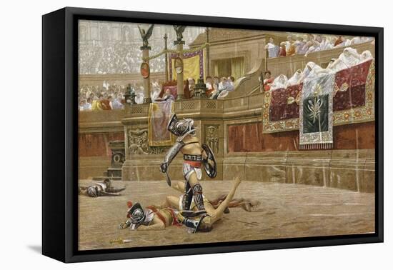 Gladiators in the Roman Arena-Jean-Leon Gerome-Framed Stretched Canvas