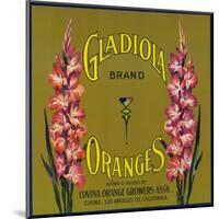 Gladiola Brand Citrus Crate Label - Covina, CA-Lantern Press-Mounted Art Print