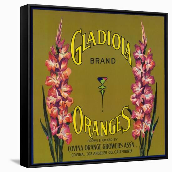 Gladiola Brand Citrus Crate Label - Covina, CA-Lantern Press-Framed Stretched Canvas