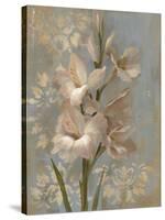 Gladiola on Soft Blue-Silvia Vassileva-Stretched Canvas