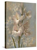 Gladiola on Soft Blue-Silvia Vassileva-Stretched Canvas