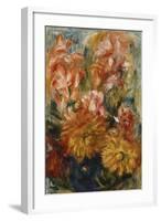 Gladioli in a Blue Vase-Pierre-Auguste Renoir-Framed Giclee Print