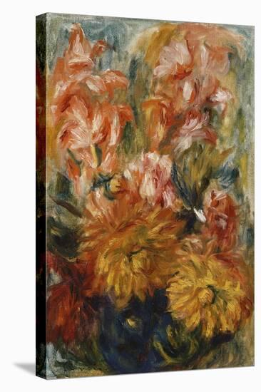 Gladioli in a Blue Vase-Pierre-Auguste Renoir-Stretched Canvas