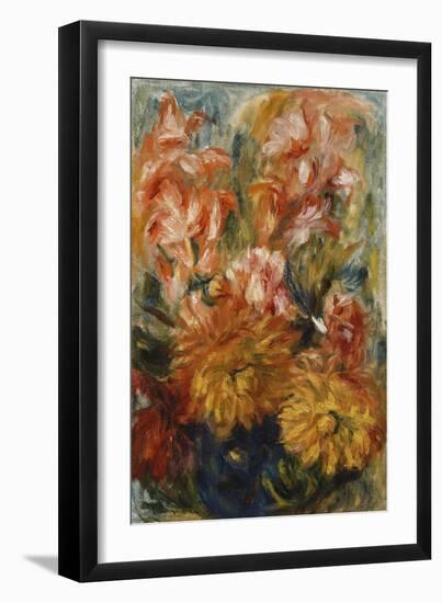 Gladioli in a Blue Vase-Pierre-Auguste Renoir-Framed Giclee Print