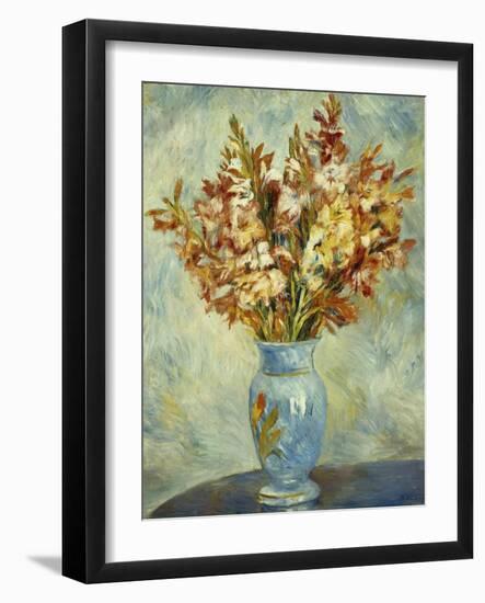 Gladioli in Blue Vase-Pierre-Auguste Renoir-Framed Giclee Print
