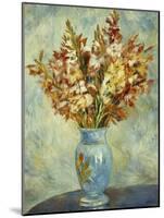 Gladioli in Blue Vase-Pierre-Auguste Renoir-Mounted Giclee Print