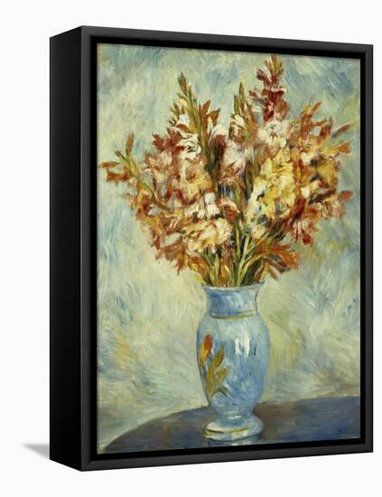 Gladioli in Blue Vase-Pierre-Auguste Renoir-Framed Stretched Canvas