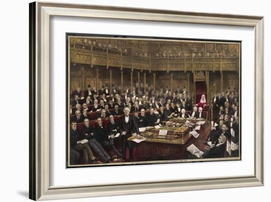 Gladstone Delivers His Last Speech in the House of Commons-null-Framed Art Print