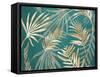 Glam Leaves Teal 1-Urban Epiphany-Framed Stretched Canvas