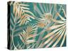 Glam Leaves Teal 2-Urban Epiphany-Stretched Canvas