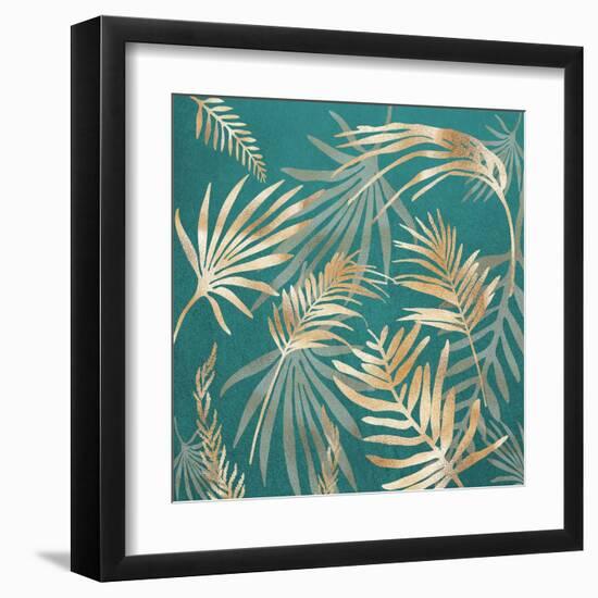 Glam Leaves Teal 3-Urban Epiphany-Framed Art Print