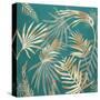 Glam Leaves Teal 3-Urban Epiphany-Stretched Canvas