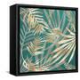 Glam Leaves Teal 4-Urban Epiphany-Framed Stretched Canvas