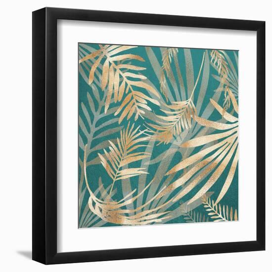 Glam Leaves Teal 4-Urban Epiphany-Framed Art Print