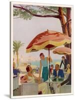 Glamorous People Sitting in a Cafe on the French Riviera-null-Stretched Canvas