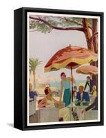 Glamorous People Sitting in a Cafe on the French Riviera-null-Framed Stretched Canvas