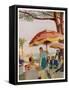 Glamorous People Sitting in a Cafe on the French Riviera-null-Framed Stretched Canvas