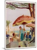 Glamorous People Sitting in a Cafe on the French Riviera-null-Mounted Art Print