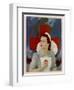 Glamorous Red Cross Nurse Posing in Front of a Cross and Spitfire-null-Framed Art Print