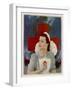 Glamorous Red Cross Nurse Posing in Front of a Cross and Spitfire-null-Framed Art Print