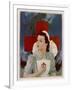 Glamorous Red Cross Nurse Posing in Front of a Cross and Spitfire-null-Framed Art Print