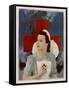 Glamorous Red Cross Nurse Posing in Front of a Cross and Spitfire-null-Framed Stretched Canvas